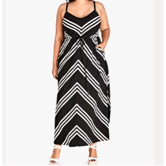 City Chic Dresses & Skirts - City Chic | NWT Chevron Stripe Black Maxi Dress